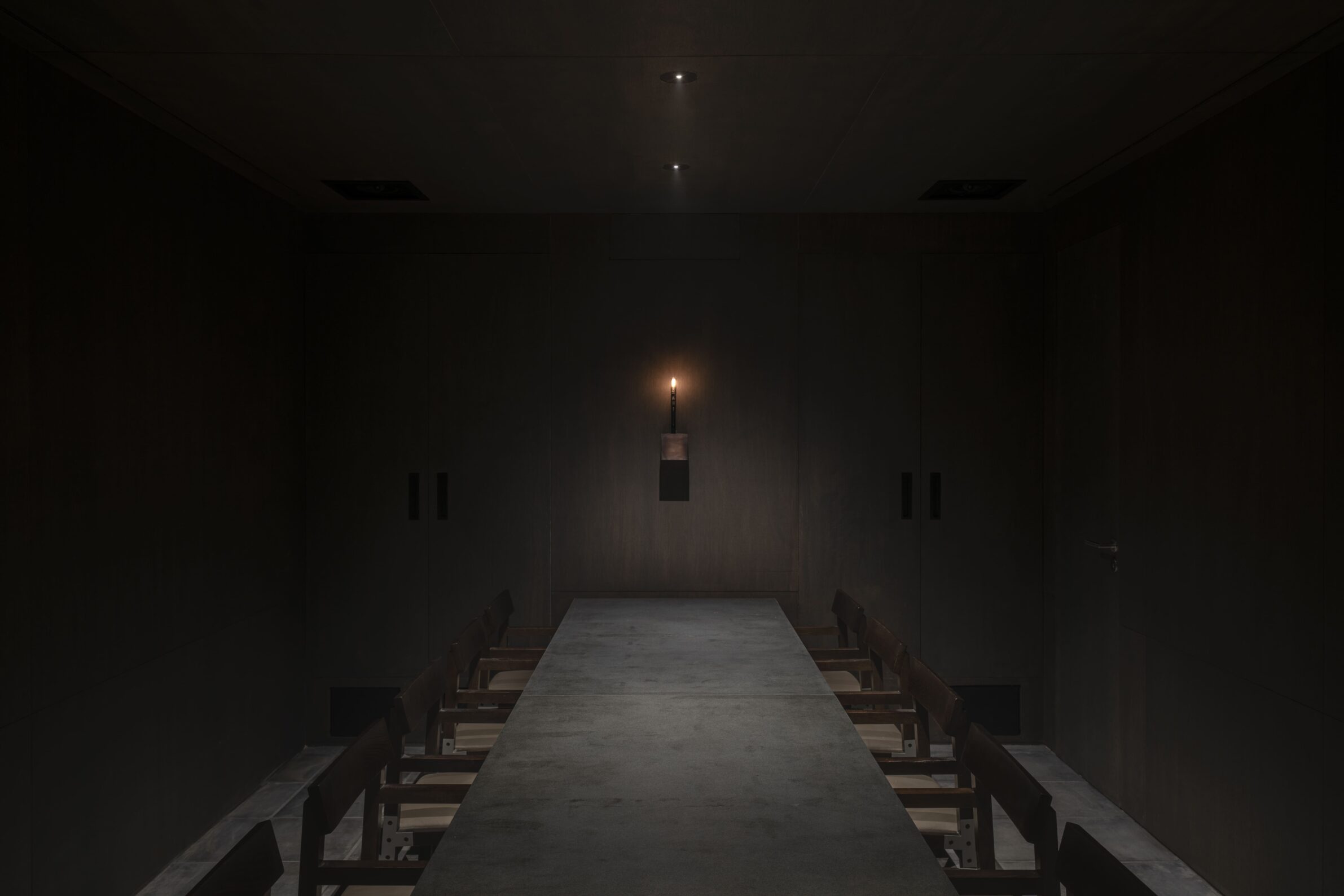 Imok Smoke Dining by Project Mark with dark concrete interiors, controlled lighting and fire elements in Seoul, South Korea